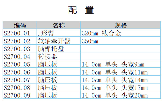 J型牵开器配置