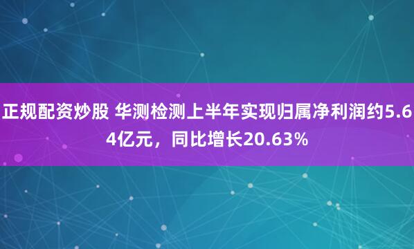 正规配资炒股 华测检测上半年实现归属净利润约5.64亿元，同比增长20.63%